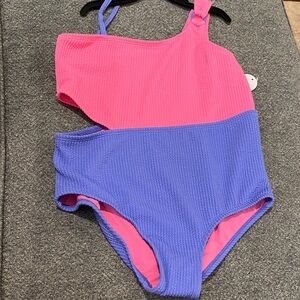 Wonder Nation Vibrant Pink and Blue Kids One Piece Swimsuit 14/16